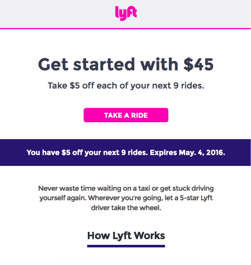 Lyft Welcome Email