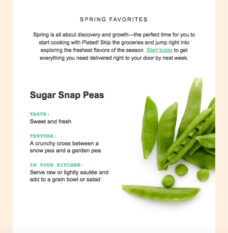 Plated Spring Favorites Snap Peas